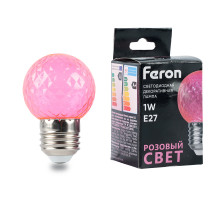 Лампа светодиодная Feron LB-385 шар розовый прозрачный E27 1W 230V 52177