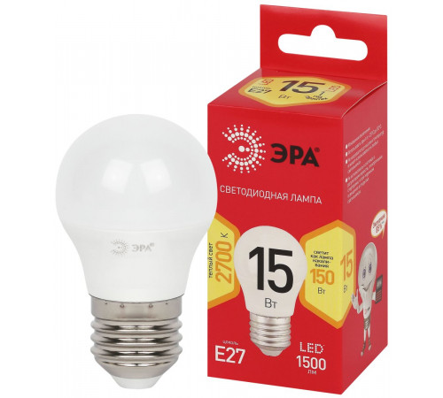 Лампа светодиодная Эра RED LINE LED P45-15W-827-E27 R 15Вт шар Б0070100
