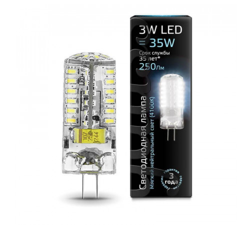 Лампа светодиодная Gauss G4 3W 4100K прозрачная 207707203