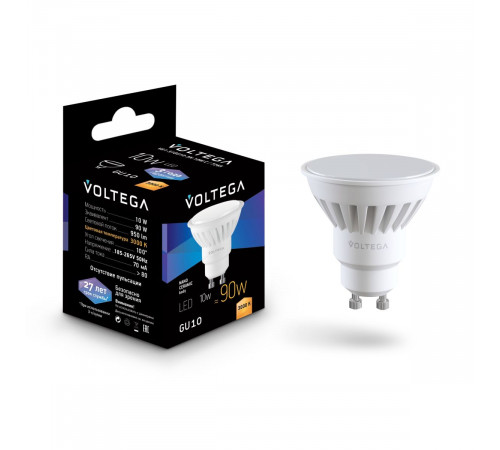 Лампа светодиодная Voltega Ceramics MR16 10W 3000K GU10 7265