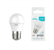 Лампа светодиодная Gauss Basic E27 5,5W 4000K шар белый 30532262