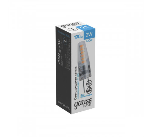 Светодиодная лампа Gauss Basic G4 2W 4100K 1159722 Светодиодная лампа Gauss Basic G4 2W 4100K 1159722