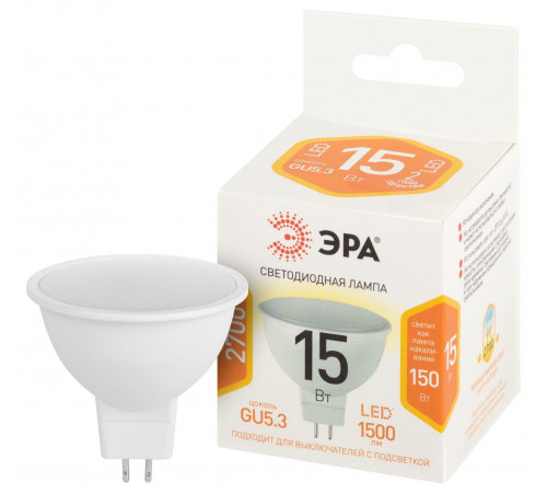 Лампа светодиодная Эра STD LED MR16-15W-827-GU5.3 2700K