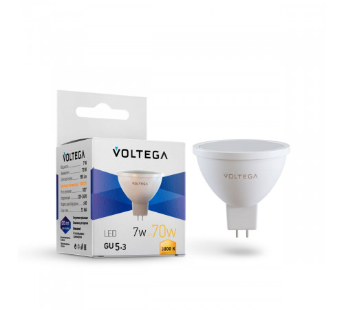 Светодиодная лампа Voltega Simple MR16 7W 3000K GU5.3 7256 Светодиодная лампа Voltega Simple MR16 7W 3000K GU5.3 7256