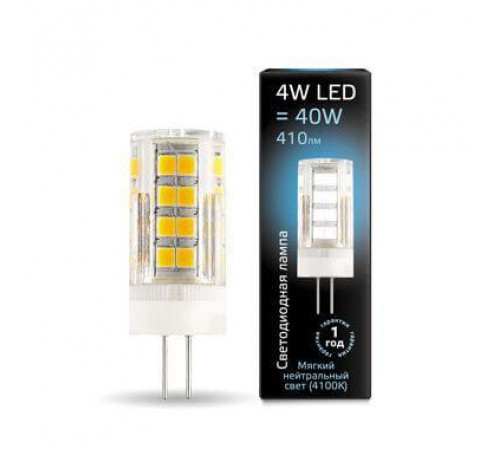 Лампа светодиодная Gauss G4 4W 4100К прозрачная 107307204