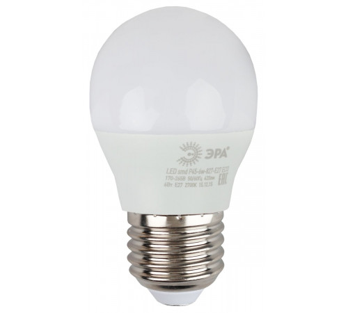 Светодиодная лампа Эра ECO LED P45-6W-827-E27 Б0020629 Светодиодная лампа Эра ECO LED P45-6W-827-E27 Б0020629