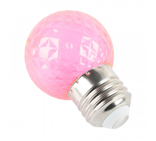Лампа светодиодная Feron LB-385 шар розовый прозрачный E27 1W 230V 52177