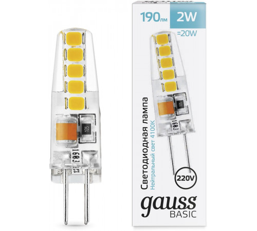 Светодиодная лампа Gauss Basic G4 2W 4100K 1169722 Светодиодная лампа Gauss Basic G4 2W 4100K 1169722
