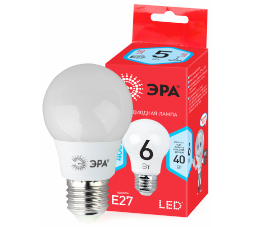 Лампа светодиодная Эра E27 6W 4000K LED A55-6W-840-E27 R Б0050688 Лампа светодиодная Эра E27 6W 4000K LED A55-6W-840-E27 R Б0050688