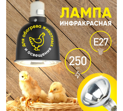 Инфракрасная лампа для обогрева животных и освещения Эра ИКЗ 220-250 R127 E27 Б0055440