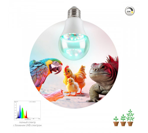 Светодиодная лампа для птиц и рептилий Эра FITO-Dim 9W Chicken E27 Б0059884