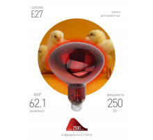 Инфракрасная лампа для обогрева животных и освещения Эра ИКЗК 220-250 R127 Б0055442