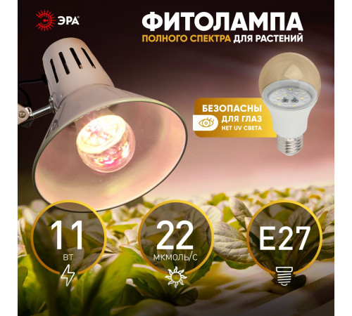 Фитолампа для растений Эра FITO-11W-Ra90-E27 Б0050603 Фитолампа для растений Эра FITO-11W-Ra90-E27 Б0050603