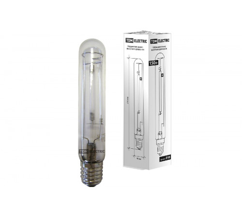 Лампа натриевая высокого давления TDM Electric E40 150W 2100K прозрачная SQ0325-0003
