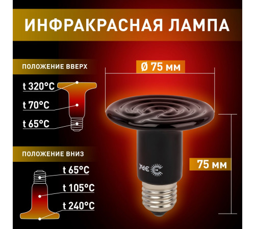 Инфракрасная лампа для брудера, рептилий Эра CeramiHeat FITO-50W-НQ Б0052714 Инфракрасная лампа для брудера, рептилий Эра CeramiHeat FITO-50W-НQ Б0052714