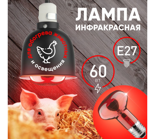 Инфракрасная лампа для обогрева животных Эра ИКЗК 230-60 R63 Е27 Б0057281