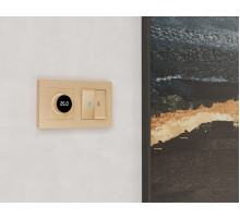 Комплект механизма терморегулятора с цифровым дисплеем с подсветкой и датчиком для теплого пола 16A-250V Alfa Шампань Quant Ambrella Volt MA605810 (AP6058, VM1385)