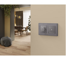 Комплект механизма терморегулятора с датчиком для теплого пола с подсветкой 16A-250V Alfa Сталь матовый Quant Ambrella Volt MA505710 (AP5057, VM1381)