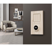 Комплект механизма терморегулятора с цифровым дисплеем с подсветкой и датчиком для теплого пола Alfa Бежевый матовый Quant Ambrella Volt MA325810 (AP3258, VM1385)