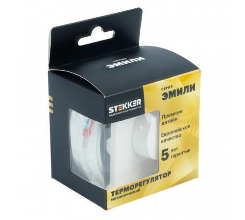 Терморегулятор механический Stekker Эмили RSW00-5120-01 белый фарфор, soft touch 50711