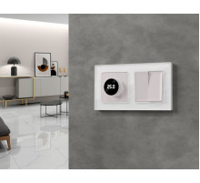 Комплект механизма терморегулятора с цифровым дисплеем с подсветкой и датчиком для теплого пола 16A-250V Alfa Жемчуг Quant Ambrella Volt MA205810 (AP2058, VM1385)