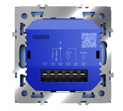 Терморегулятор электронный Voltum S70 с индикацией и датчиком, для теплого пола, (деним) VLS070115
