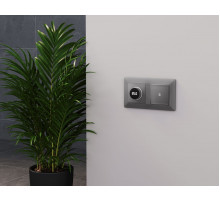 Комплект механизма терморегулятора с цифровым дисплеем с подсветкой и датчиком для теплого пола Alfa Сталь матовый Quant Ambrella Volt MA505810 (AP5058, VM1385)