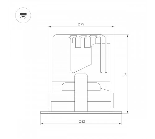 Встраиваемый светильник даунлайт Arlight MS-ARADO-BUILT-R75-12W Warm3000 (WH-WH, 24 deg, 230V) (IP20 Металл) 059107