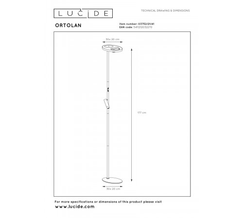 Торшер Lucide Ortolan 03752/21/41