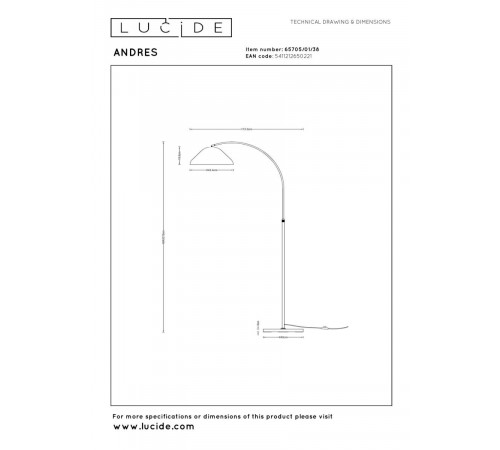 Торшер Lucide ANDRES 65705/01/38