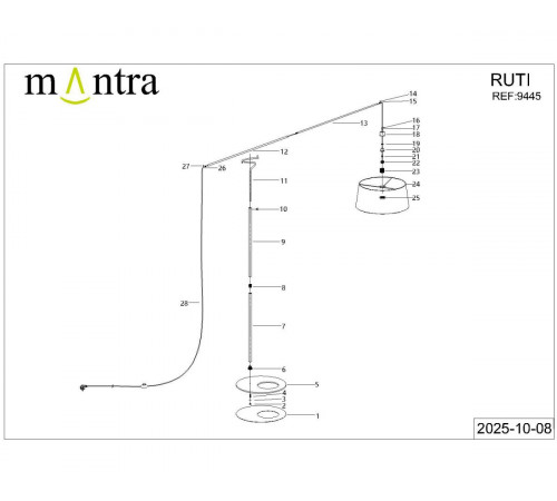 Торшер без абажура Mantra Ruti Ricca 9445
