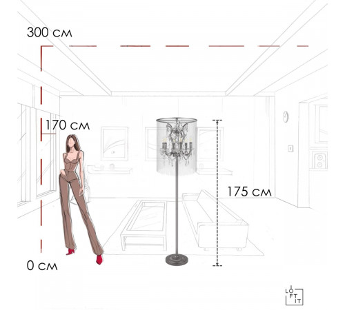 Торшер Loft IT Vaille Crystal 10450F
