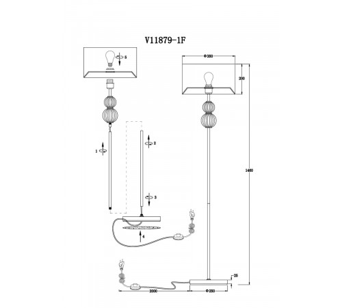 Торшер Moderli Brumi V11879-1F