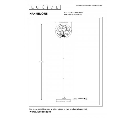 Торшер Lucide Hannelore 10723/01/02 Торшер Lucide Hannelore 10723/01/02