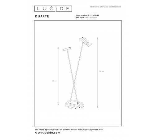 Торшер Lucide Duarte 03751/02/96