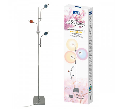 Торшер Uniel ULM-T641 3x2W/3000K CHROME MULTICOLOR UL-00012153