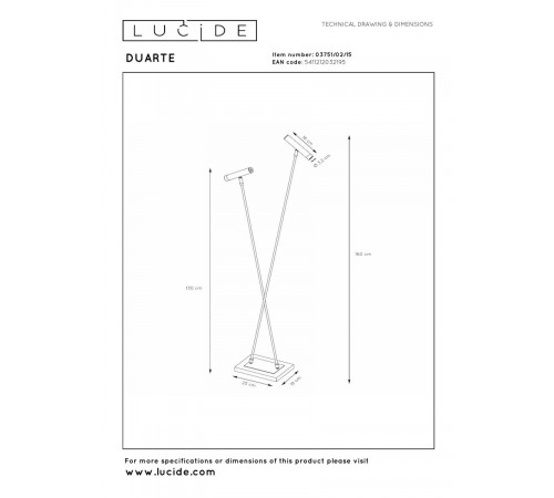 Торшер Lucide Duarte 03751/02/15