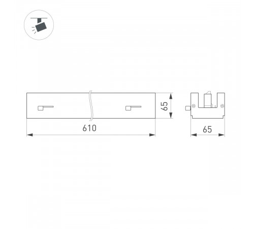 Трековый трехфазный светильник Arlight LGD-LUNGO-4TR-L600-20W-30W Warm3000 (Белый, двойной асимметричный 2х20 deg, 230V) (IP20 Металл) 064242