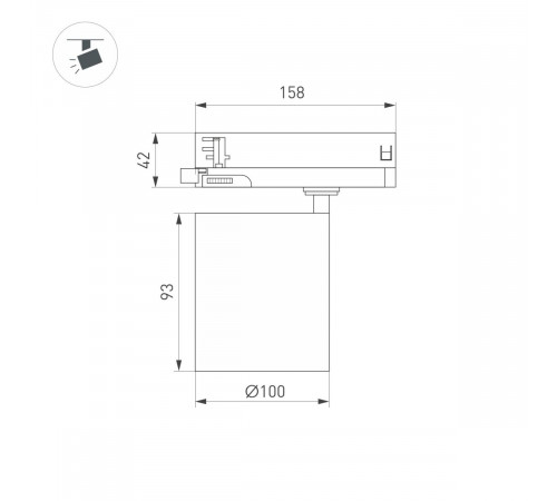 Трековый трехфазный светильник Arlight LGD-DYKE-4TR-R100-36W Warm3000 (BK, 38 deg, 230V) (IP20 Металл) 063236