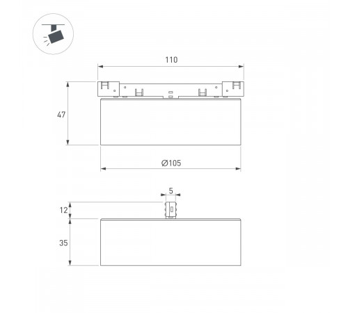 Трековый магнитный светильник Arlight MAG-MICROCOSM-RONDO-R105-10W Warm3000 (BK, 90 deg, 24V) (IP20 Металл) 051776