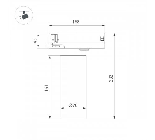 Трековый трехфазный светильник Arlight LGD-GERA-4TR-R90-30W Warm SP2900-Meat (BK, 36 deg, 230V) (IP20 Металл) 060067