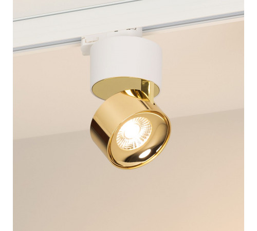 Трековый трехфазный светильник Arlight SP-PLURIO-TRACK-4TR-R77-9W Warm3000 (WH-BRS, 36 deg, 230V) (IP20 Металл) 038114