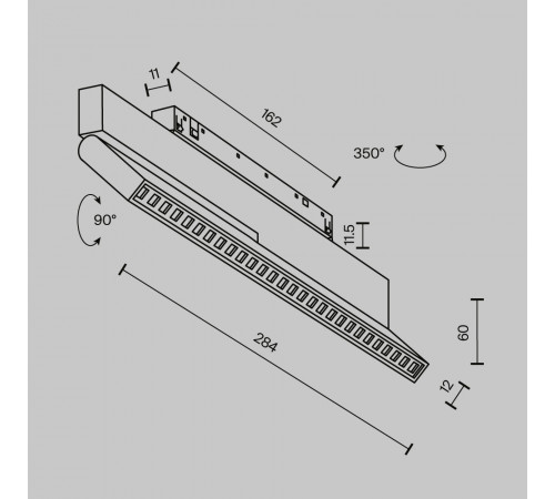 Трековый магнитный светильник Maytoni Technical Points Ro tExility X TR242-2-12W4K-B