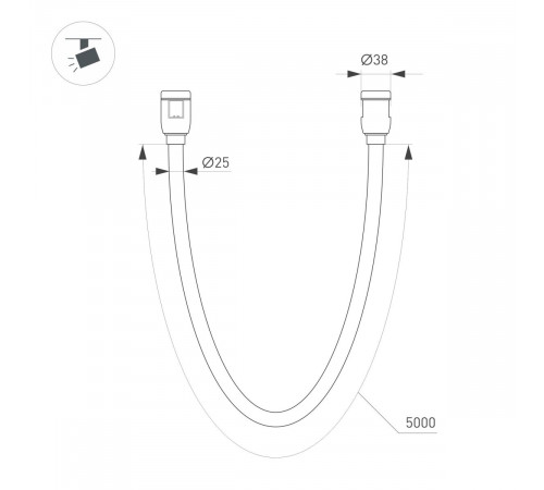 Трековый светильник Arlight ART-APRIORI-TUBE-ELASTIC-R38-L5000-60W Day4000 (Черный, 360 deg, 48V) (IP20 Металл) 049272(1)