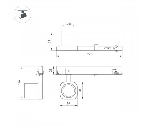 Трековый трехфазный светильник Arlight LGD-DIAFILM-4TR-R60-10W Warm3000 (WH, 20 deg, 230V) (IP20 Металл) 061452