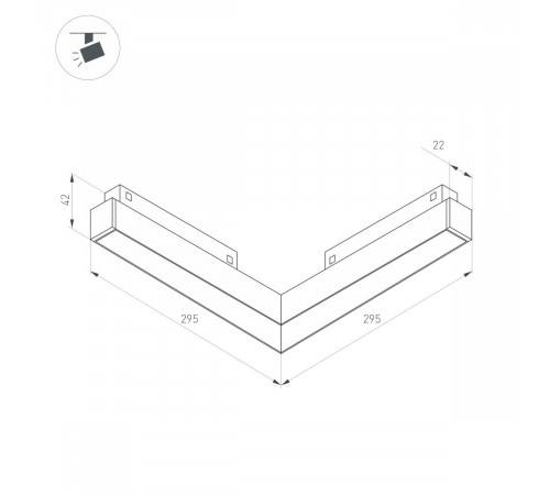 Трековый магнитный светильник Arlight MAG-ORIENT-FLAT-ANGLE-L295-18W Warm3000 (BK, 100 deg, 48V) (IP20 Металл) 060731