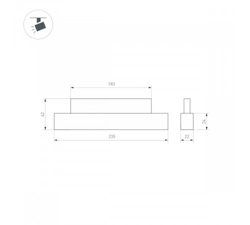 Трековый магнитный светильник Arlight MAG-ORIENT-FLAT-L235-8W Warm3000 (BK, 100 deg, 48V, DALI) (IP20 Металл) 033824(1)