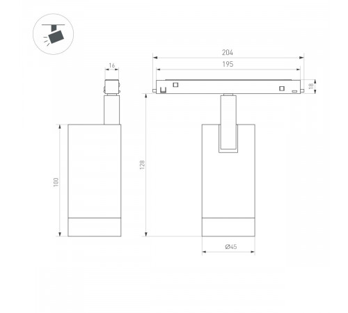 Трековый магнитный светильник Arlight MAG-ORIENT-SPOT-R45-9W Warm3000 (Белый, 24 deg, 48V) (IP20 Металл) 046865(1)