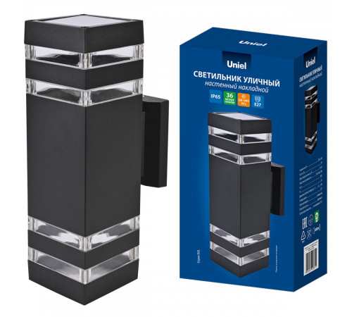 Уличный настенный светильник Uniel UUL-S24A 2x60W/E27 IP65 BLACK UL-00012923