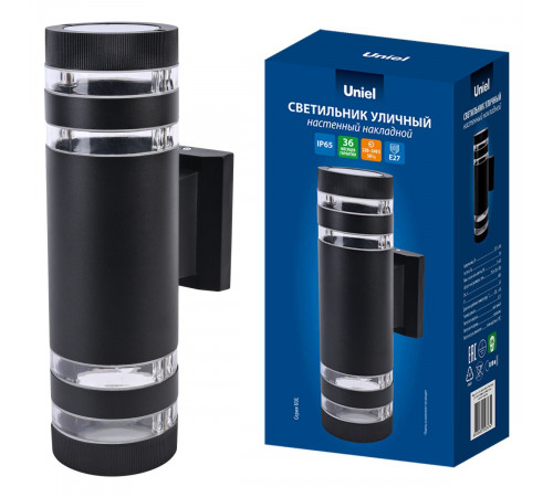 Уличный настенный светильник Uniel UUL-S20A 2x60W/E27 IP65 BLACK UL-00012921